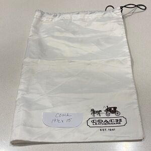 Coach White sillk Dust Bag with Black Logo NWOT